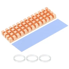 Copper Heatsink 70x20x6mm W Thermal Pad Rubber Ring for M.2 SSD Memory 1 Set