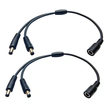 DC5.5x2.1mm Y Splitter Adapter Cable 2 Pack 1 Female to 2 Male 1ft
