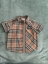 Burberry Boys Nova Check Plaid Short Sleeve Button-Up Shirt 100% Cotton