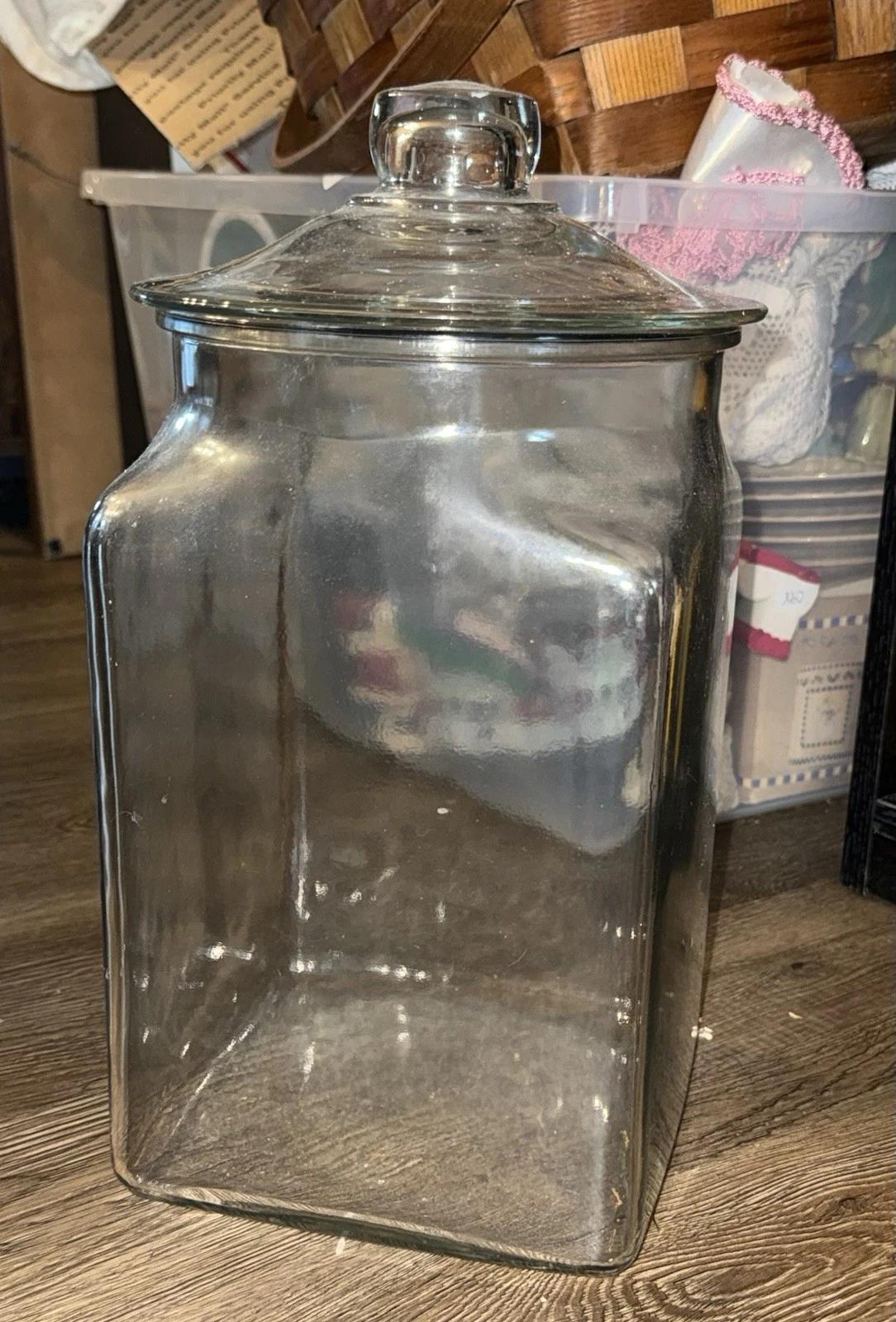 Isaac J Collins No 24 Glass Jar Patented 1905 Counter Display Canister W/ Lid