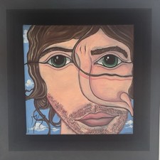 RUBENS FOGACCI  QUADRO MODERNO ARTE CONTEMPORANEA SU TELA 20x20 AUTORITRATTO