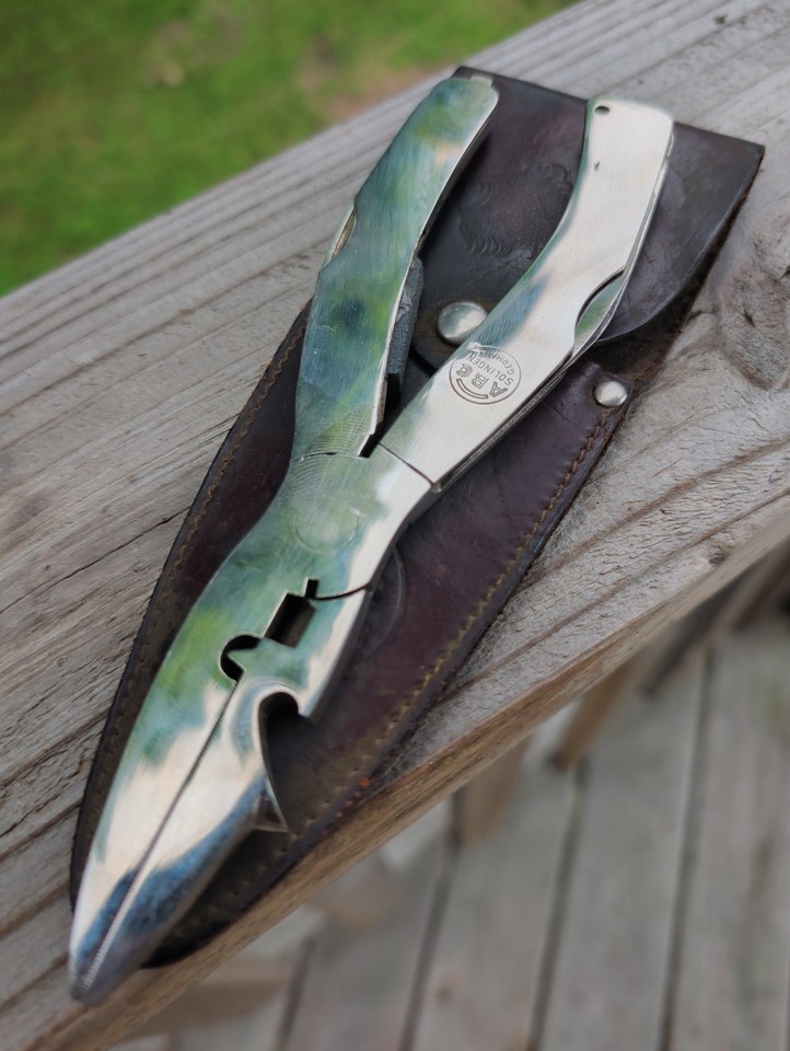 Solingen, Germany-made ABC Bauermann fishing pliers/multitool combo — a hyper-specific vintage piece from the world's knife-making capital.