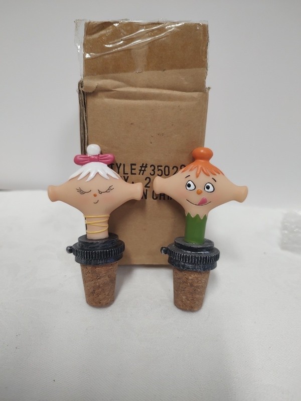 Vintage Grant Holt Howard Tamy & Tommy Bottle Toppers Pixieware In Original Box