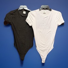 No Boundaries 2 Pack Bodysuit Black Soot/Vivid White Snap Crotch XS 0-2 NEW