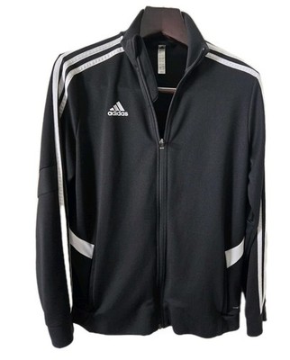Adidas Climalite Track Jacket Full Zip Mens Large 3 Stripe Tricot Black White