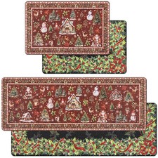 Reversible Christmas Anti Fatigue Kitchen Rugs and Mats Set of 2, Printed on ...