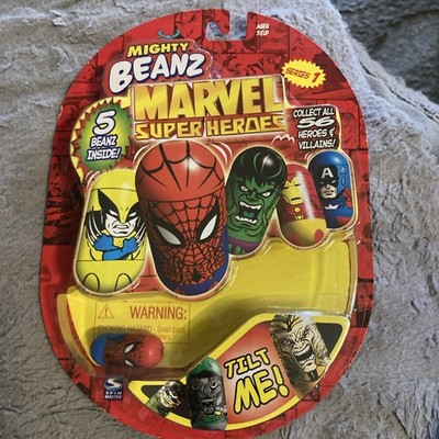 Five 2003 Mighty Beanz Marvel Super Heroes Sealed Pack Series 1