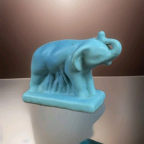 VTG Van Briggle Pottery Elephant Matte Blue Aqua Art Nouveau Colorado Springs