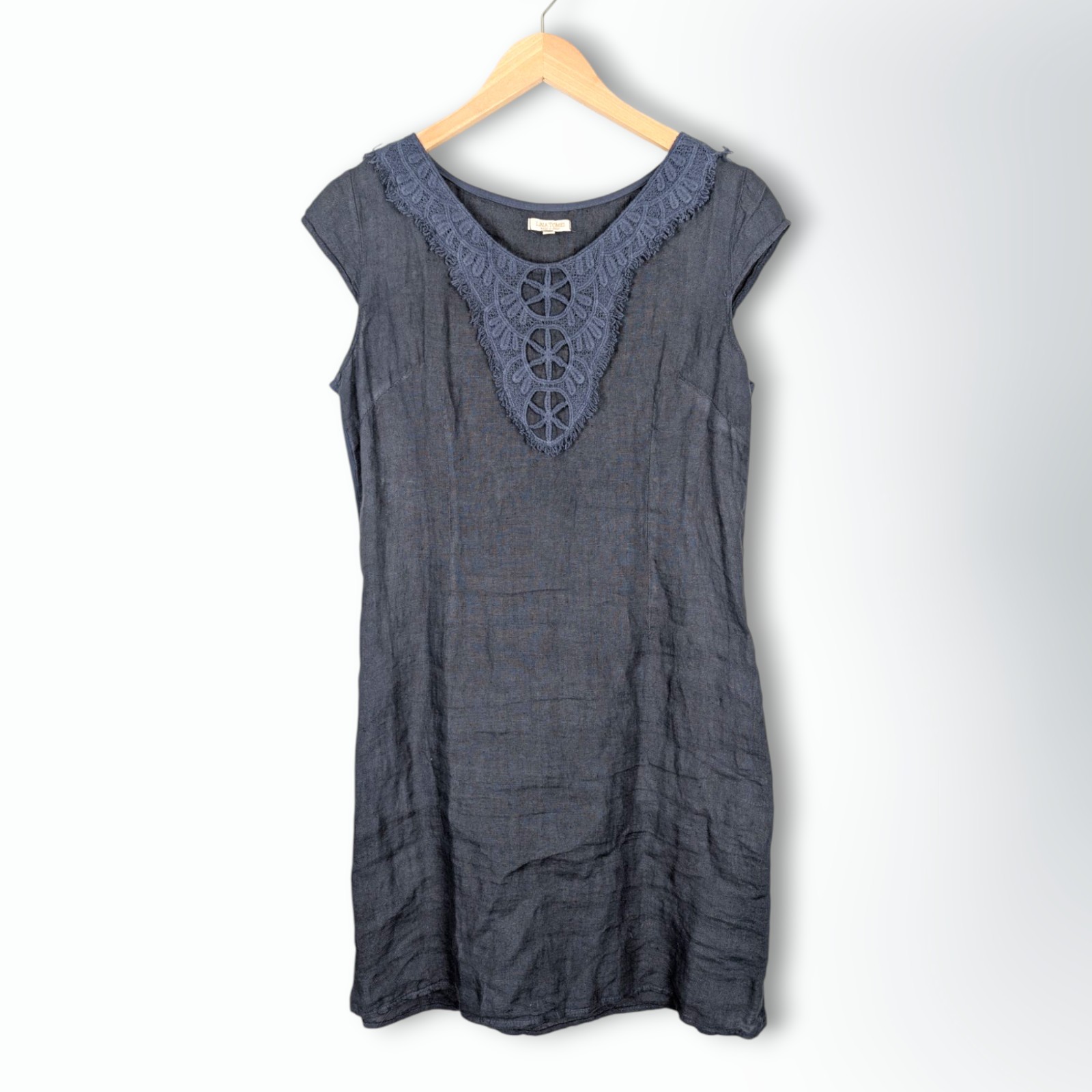 Tomei Italy Lina Tomei Linen Dress Lina Tomei Dress Large Navy
