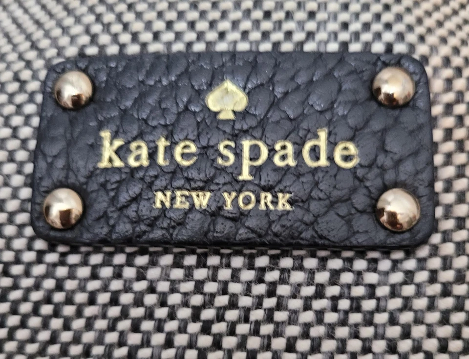 Kate Spade Stevie Satchel Shoulder Bag Black White Woven Fabric Leather  CA57710 - Image 2 of 4