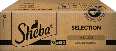 Sheba Selection in Sauce Katzenfutter Geflügelauswahl, 72 Beutel (72 X 85 G)