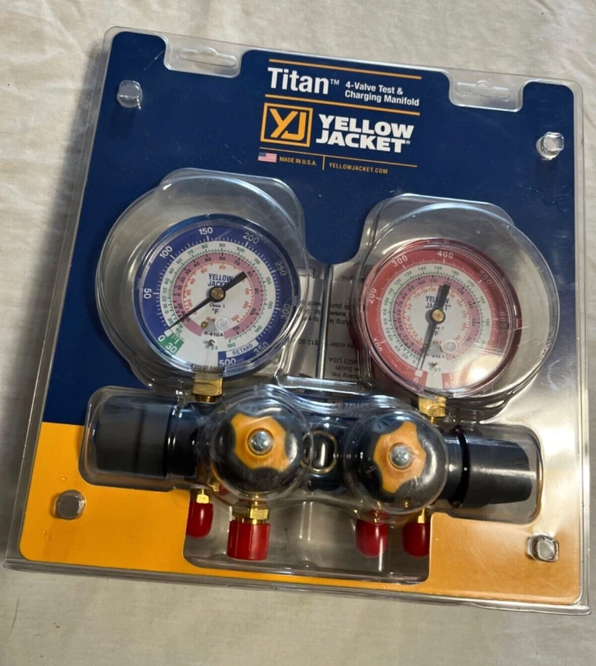 Chaqueta amarilla 49963 Titan™ solo colector de 4 válvulas, R-22 / 404a / 410a Foto 3 de 4