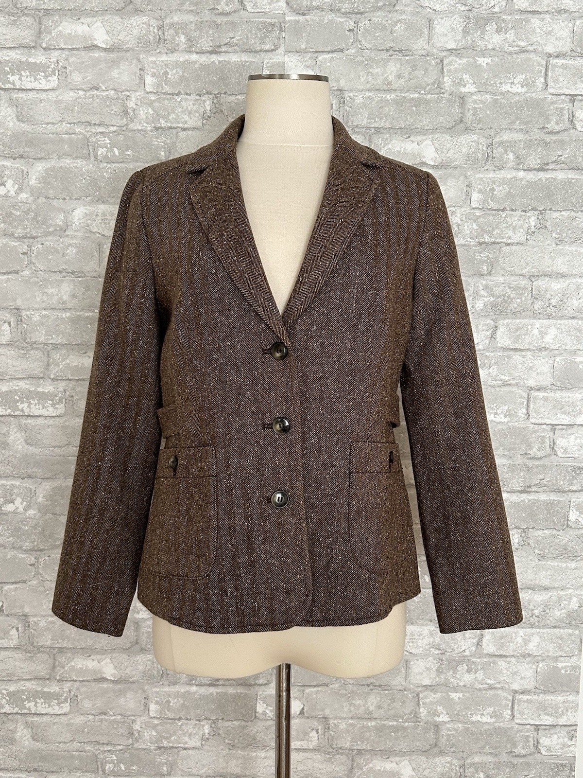 Pendleton Herringbone Preppy Blazer Jacket 10 Bro… - image 1