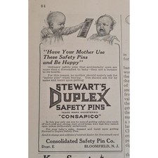 1916 Stewart Duplex Consapico Safety Pins Advertisement Baby Health