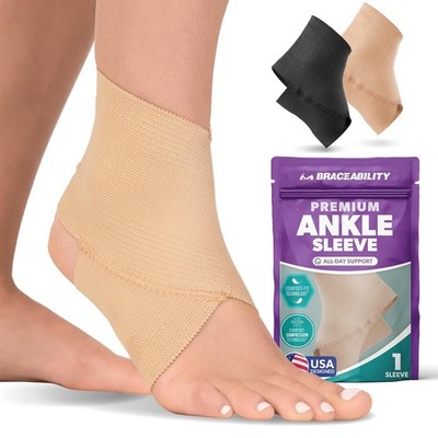 Elastic Ankle Support Brace - Lightweight Slip on Foot and Ankle Compression ...