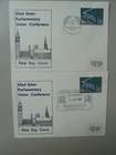 GB FDC 1975 62nd Parliamentary Conference 2 Historic Relics covers different Xls