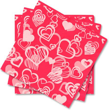 Valentine  S Party Disposable Napkins Heart Love Paper Napkins for Valentine'S, W