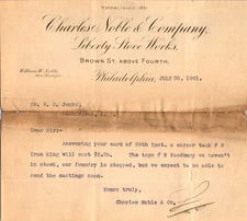 1901 Charles Noble Liberty Stove Works Philadelphia Letterhead Iron King Foundry