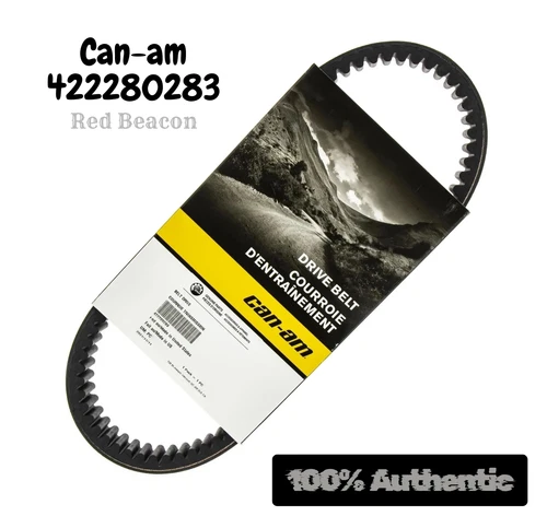 Black Can-Am Performance Drive Belt box with green/white logo, product #422280283, and “100% Authentic” text.