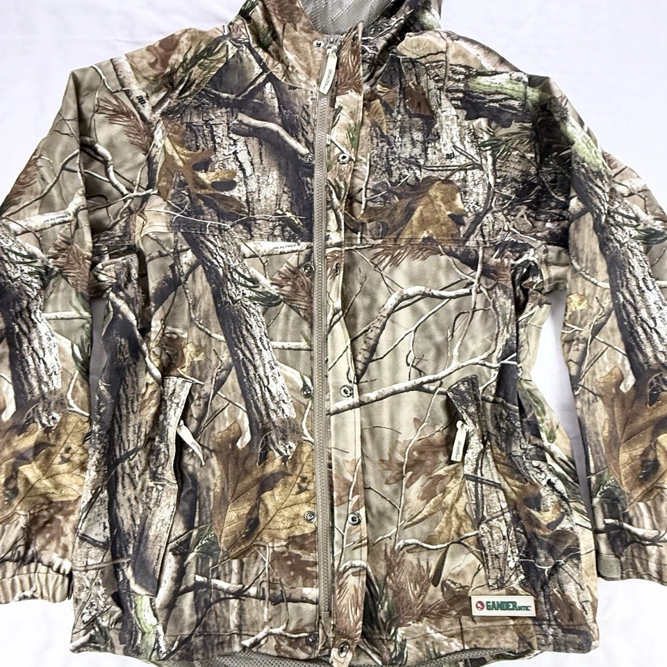 Chaqueta con Capucha Gander Mountain Camuflada Impermeable Ropa de Lluvia Árbol Real para Mujer XL Foto 3 de 4