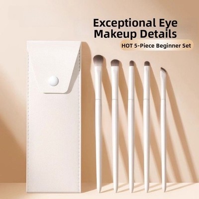 Augen Make-up Pinsel Set 5 Stück mit Stippling Pinsel und praktischer Aufbewahr