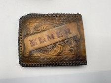 Vintage Leather Hand Tooled Western Wallet Elmer Cowboy