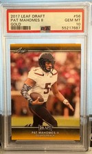 2017 Leaf Draft Patrick Mahomes II Gold Rookie Card #56 PSA 10 GEM MINT. rookie card picture