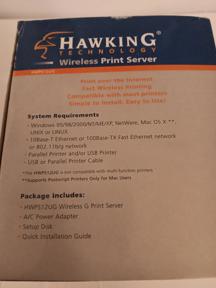 Hawking HWPS12UG 10/100 Wireless G Print Server Supports Up To 3 Printers - Image 4 of 4