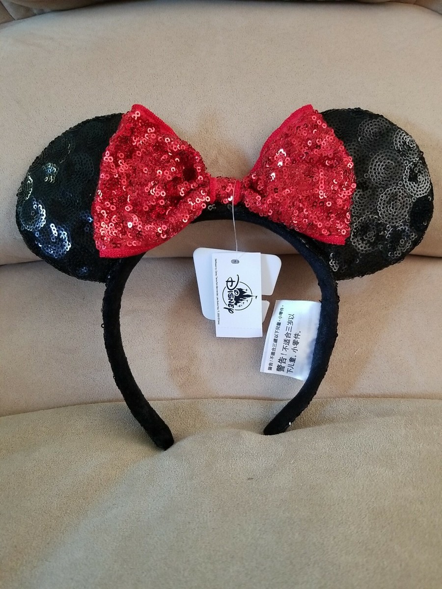 Disney Minnie Mouse Sequin Ear Headband Red and Black for  display picture 3
