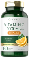 Vitamin C Chewables 1000 mg | 180 Chewable Tablets | Vegetarian | by Carlyle