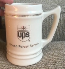 Vintage RARE United Parcel Service UPS Service Beer Stein Handled Mug Gold Trim