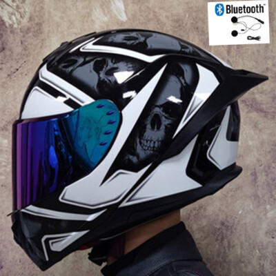 DOT Bluetooth Full Face Motorcycle Helmet Dual Lens Scooter Crash Bike Helmets