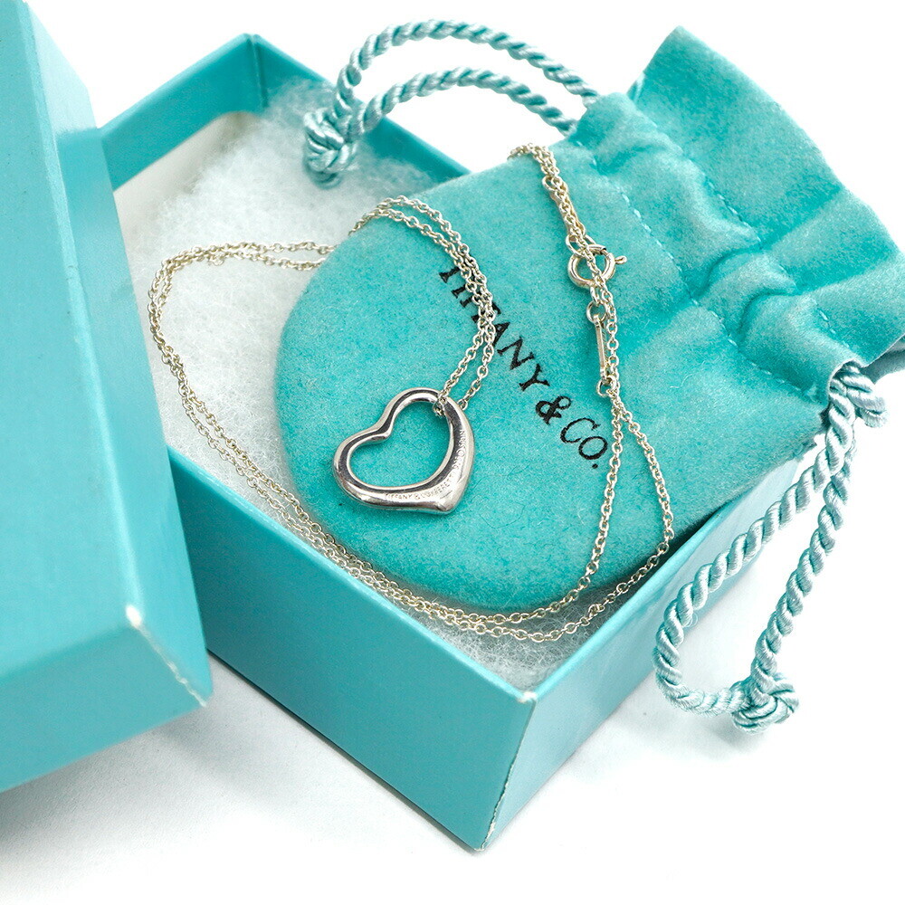 [Japan Used Necklace] Used Tiffany Accessories Open Heart Necklace Silver Hk