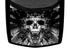 Graffiti Style Sugar Skull Truck Hood Wrap Vinyl Car Graphic Grayscale 58