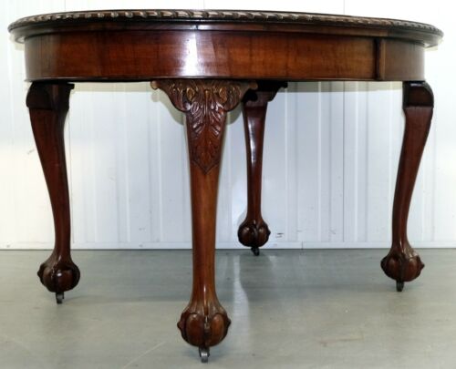 MAHOGANY EXTENDING DINING TABLE ONE LEAF CABRIOLE LEGS WITH CLAW &amp; BALL FEET