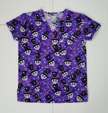 Halloween Colorful Scrubs Women's Sm V Neck Pockets Dental,Doctors,Hair Salons