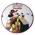 Vintage Pee Gee Paints Sign - Mickey Painting Brush Gas Pump Porcelain Sign