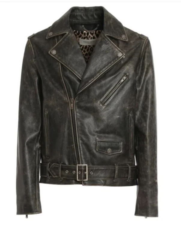 Men's Motorcycle Biker Genuine Buffalo Skin Leather jacket Brando Style Black image 4