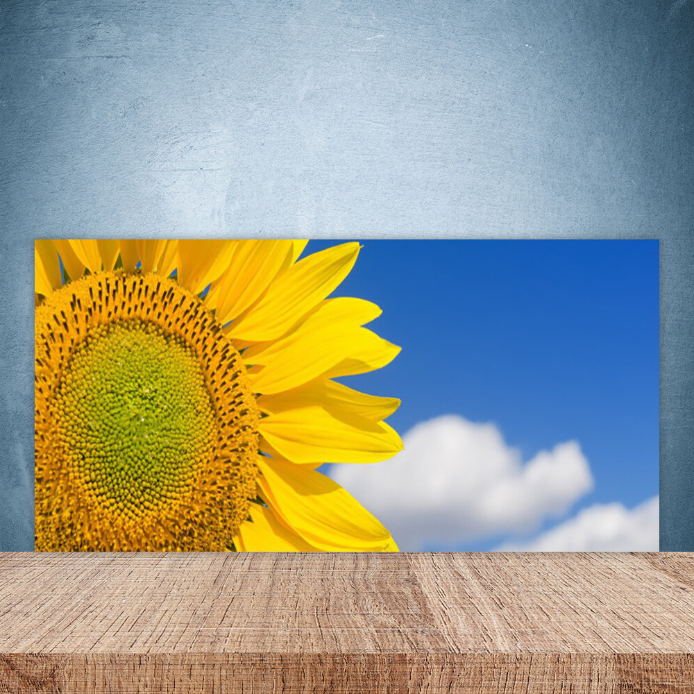 Crédence de cuisine en verre Floral Tournesol 100x50 cm pour protection murale