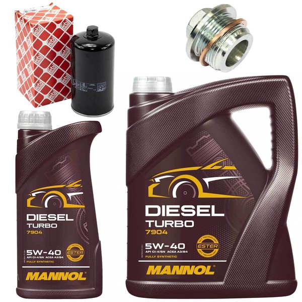 MotoröL Filter Set Mannol 5W40 API 6 Liter + Schraube FüR VW Transporter IV Bus-image