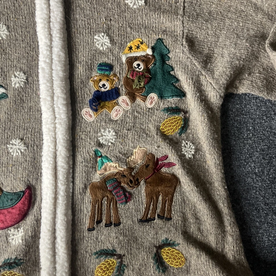 Suéter Vintage Hierba Limón Navidad Talla Grande L Osos Feos Parche Bordado  Foto 3 de 4