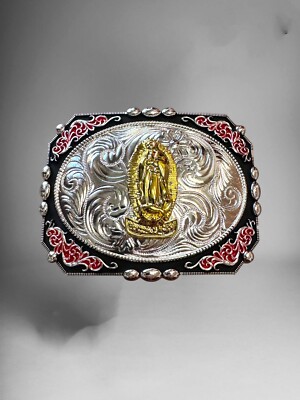 Hebilla Vaquera con Virgen de Guadalupe de Alpaca Fina IMP-20101