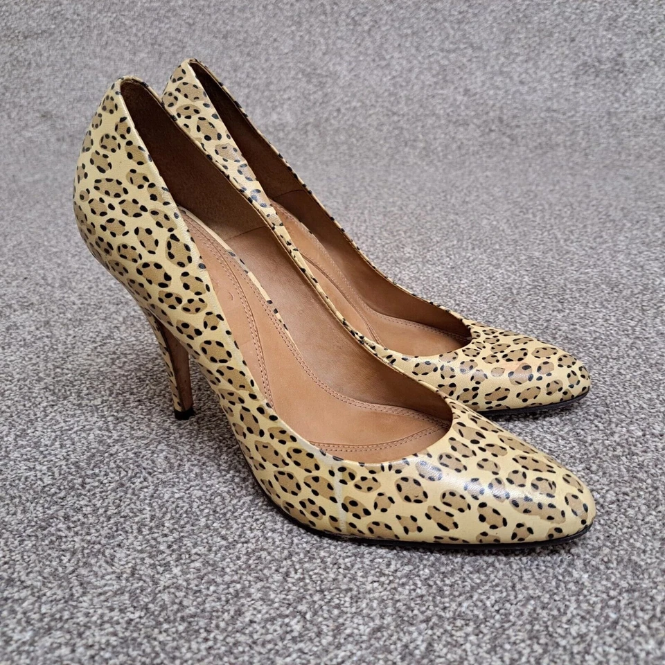 AllSaints Court Shoes Beige Animal Print 39 UK 6 Leather 4" Stiletto Heel - Image 2 of 4