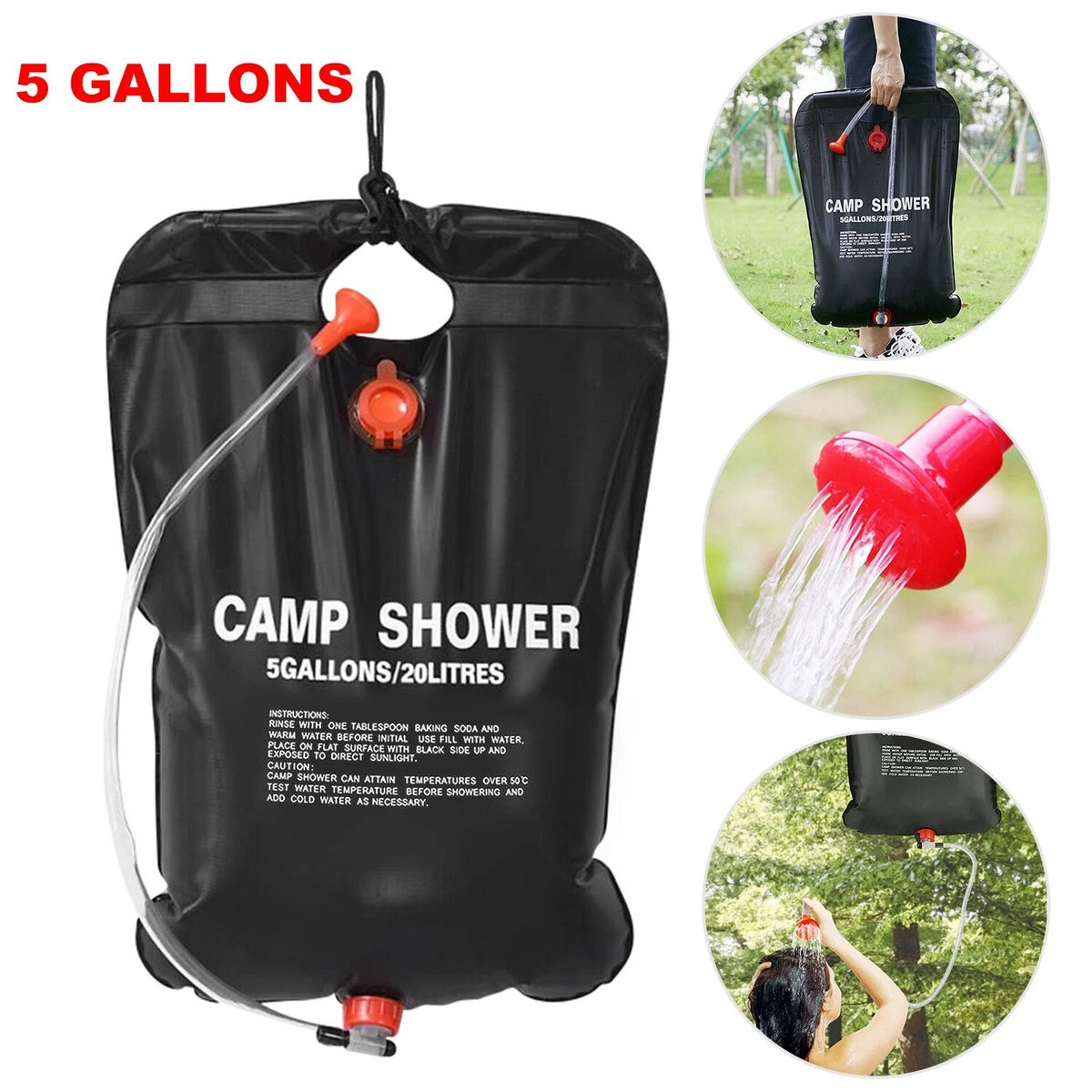 20L Portable Shower Heated Bag Solar Water Heater Camping Shower Bath Water  Bag | eBay