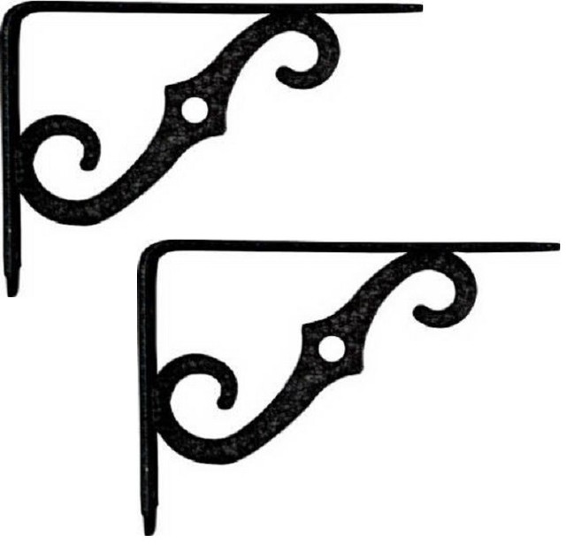 (2) ea National Mfg. N229393 5" x 31/2" Ornamental Black Metal Shelf