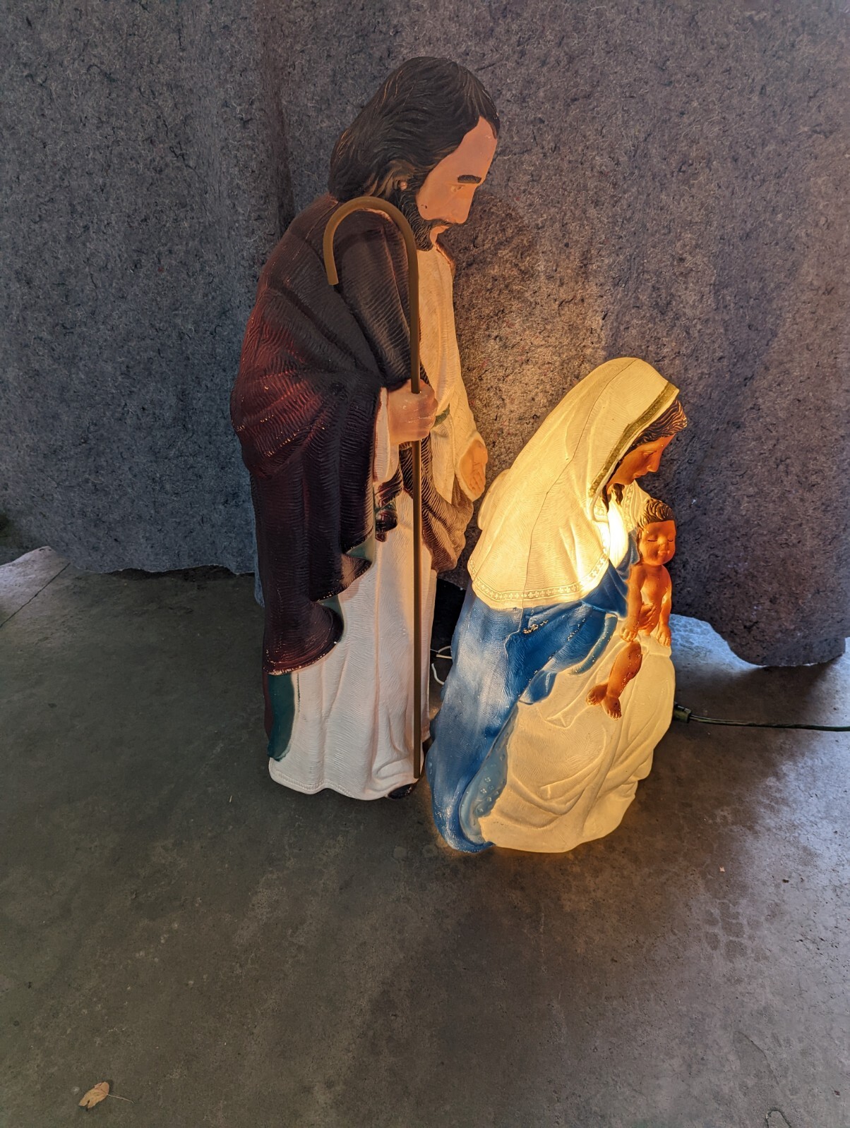 Vintage Christmas Nativity Joseph, Mary & Jesus Blow Mold Set TPI