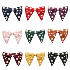 Men Solid Beads Oversize Bow Neck Tie Wedding Party Tuxedo Business Big Bowtie