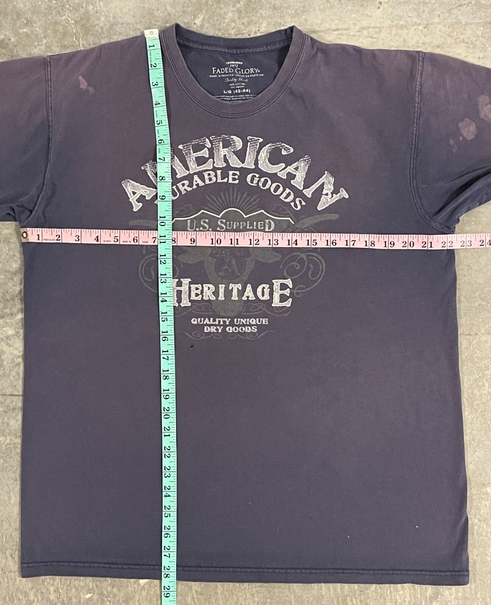 Faded Glory T-Shirt Mens Large Blue Short Sleeve DISTRESSED