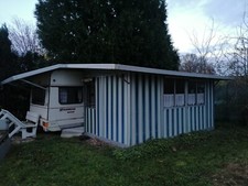 Feststehendes Vorzelt 2,5x4,5m Alu mit Wohnwagen Überdach 8,8x3m mit Boden