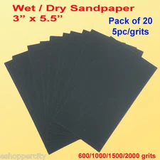 20x  3" x 5.5" Wet Dry Sandpaper Sanding Paper Abrasive P600/1000/1500/2000 Grit